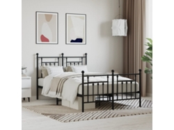 Estructura Cama Sin Colchón Con Estribo Metal Negro 120x190 Cm
