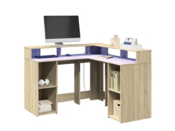 Escritorio | Mesa | Mesa de escritura con luces LED fabricada en madera de roble de Sonoma.