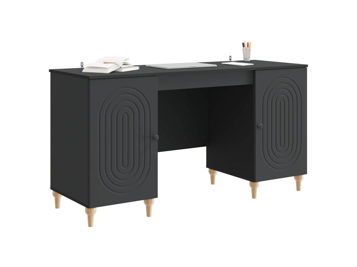 Maison Exclusive - Mesa con puerta, negra, 142,5 x 50 x 75 cm, derivados de madera