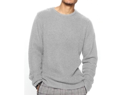 2026-jersey Hombre De Punto Waffle Manga Larga Casual Pull-over Camiseta Lisa