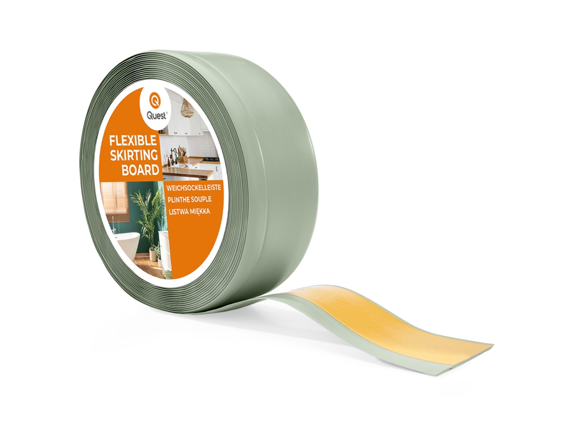 Zócalo de PVC 70x20 mm, 20 m, flexible, autoadhesivo, suave, verde claro Quest