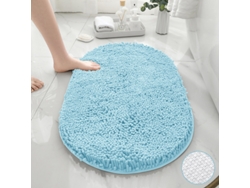 Alfombra de Baño LUUCOZK Antideslizantes Decoración Baño Secado Rápido Absorbentesfondo Tpr Poliéster Azul (50x80cm)