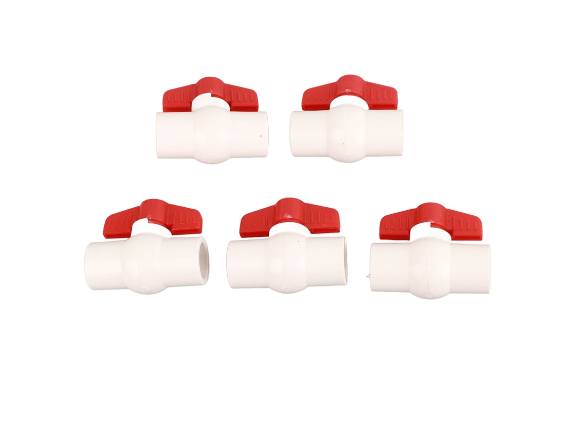 5 Piezas Válvula De Pelota Con Mango Plano T Pvc Para Suminiistro De Agua Piscinas 20mm/0.8in