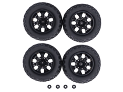4 Neumáticos De Goma Con Tuercas De Seguridad M4, Llanta De 12 Mm, 7 Radios Para Camión Todoterreno Rc A Escala 1/10