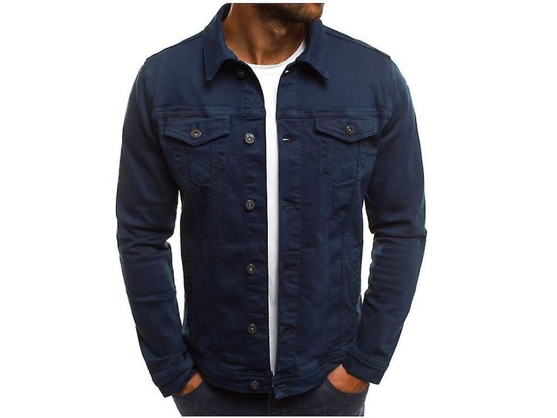 2026-chaqueta Vaquera Corta Slim Fit Para Hombre Zuv Diseño Fashion Talla Precisa Envío Rápido Xl Azul Marino