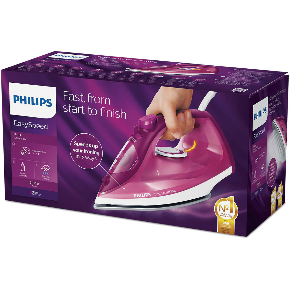 Plancha de Vapor PHILIPS GC2146/40 (Chorro Vapor: 110 g/min - Suela: Cerámica)