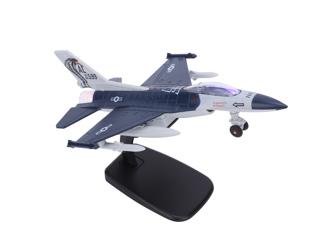 Maqueta De Avión De Aleación Con Luces Y Sonido, Tracción Retráctil, Alta Simulación, Decorativa, Azul Oscuro.