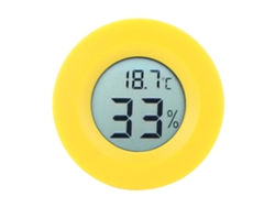 Termómetro Digital Lcd Circular Mini Con Pantalla Amarilla Integrada Para La Medición De Temperatura Y Humedad En Interiores.