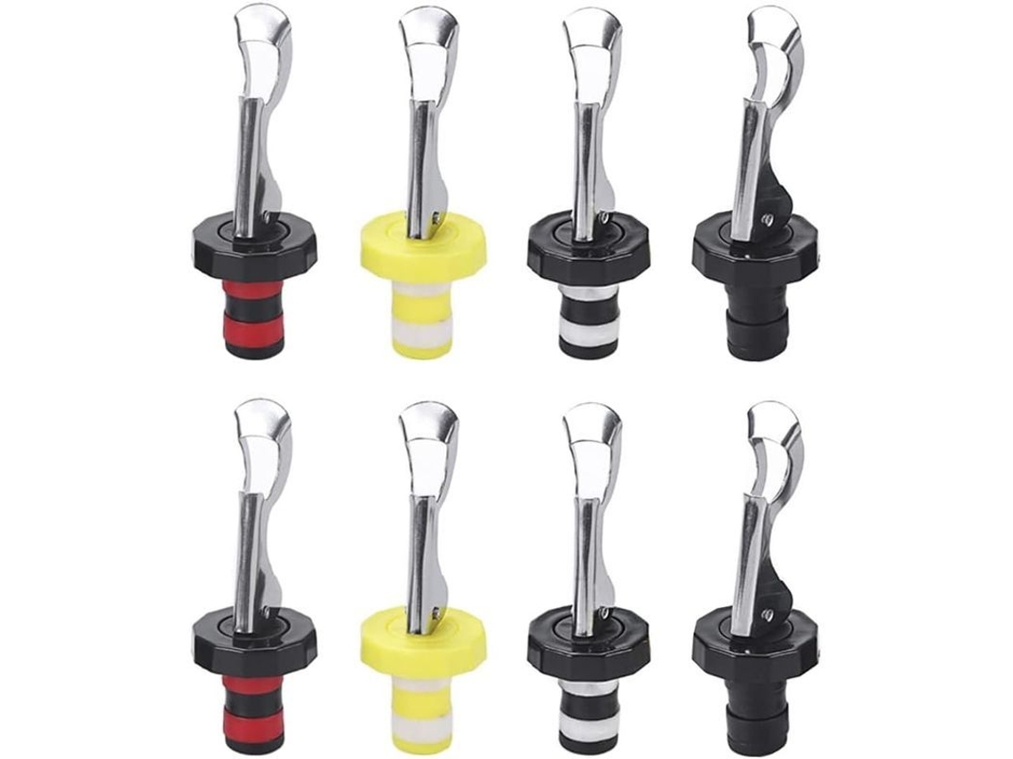 2026-Tapones Para Botellas De Vino 8 Piezas Con Palanca Silicona Reutilizables Inoxidable Universal Para Cerveza Y Licores