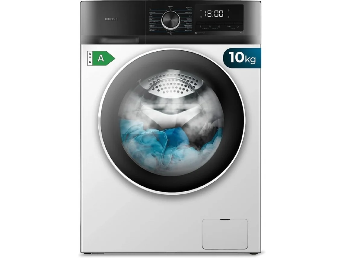 Lavadora 10 kg, Blanca, 1400 Rpm, Motor Inverter Plus, Vapor y Clase A. Cecotec
