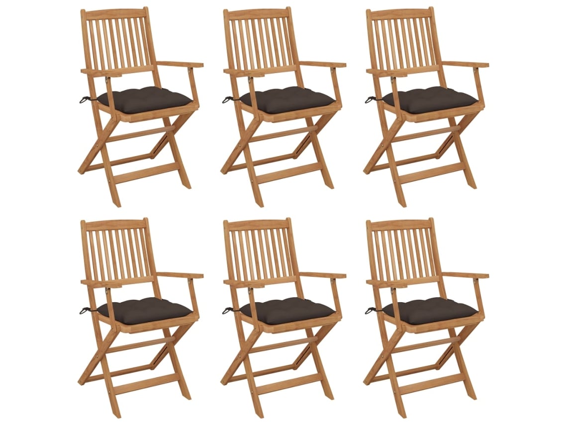 Sillas de jardín plegables de 6 piezas con cojines DKD Home Decor