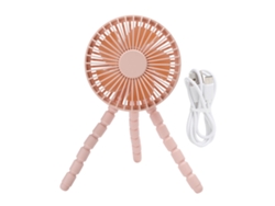 Ventilador Portátil Con Trípode, Recargable Por Usb, 3 Velocidades, Rosa, Para El Hogar Y Los Viajes.