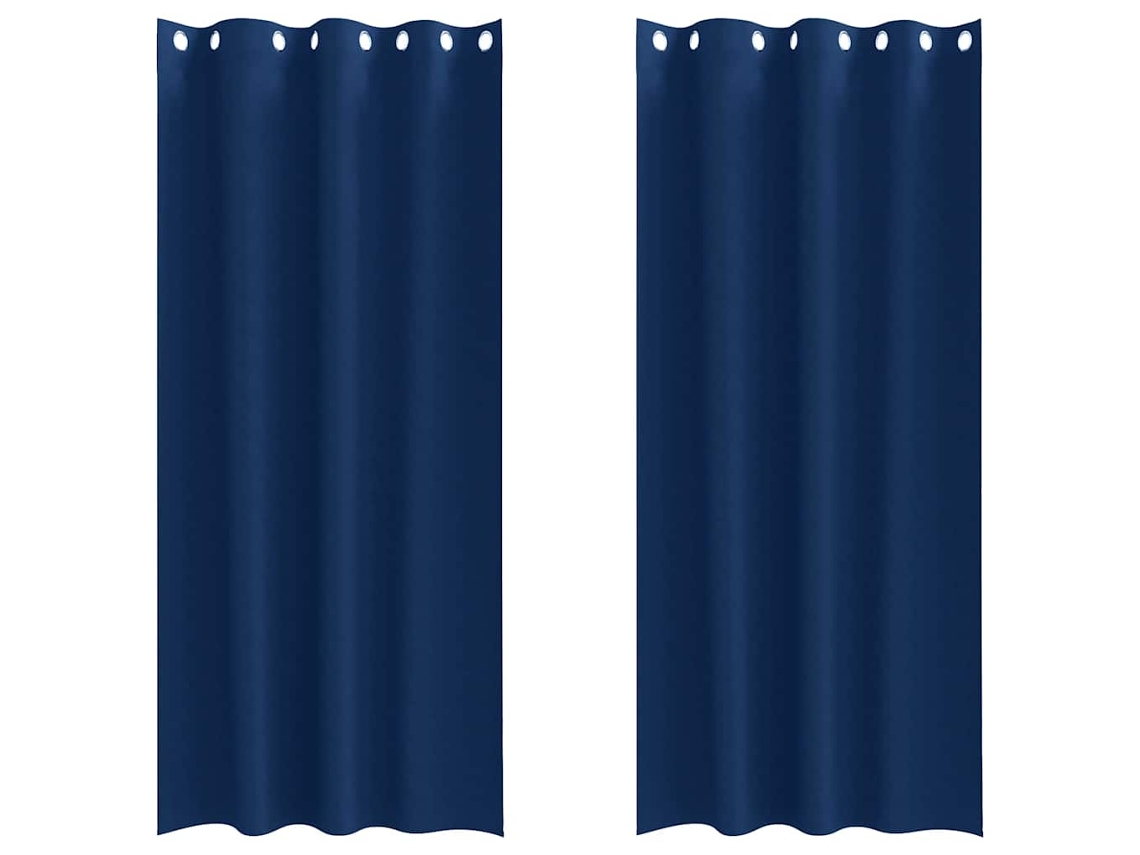 Maison Exclusive - Cortinas Opacas Con Anillas 2 Pcs Azul Oscuro 245 X 140 Cm