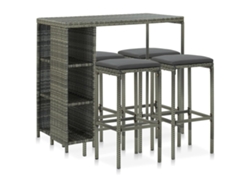 Conjunto de bar de jardín de 5 piezas con cojines de mimbre gris de DKD Home Decor