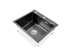 Fregadero de cocina, lavabo grande y profundo, acero inoxidable duradero, negro OEM