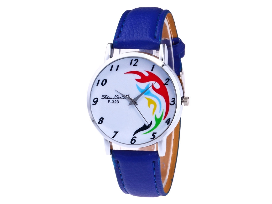 Reloj De Pulsera Analógico De Cuarzo Con Correa De Pu Moda (azul Real)