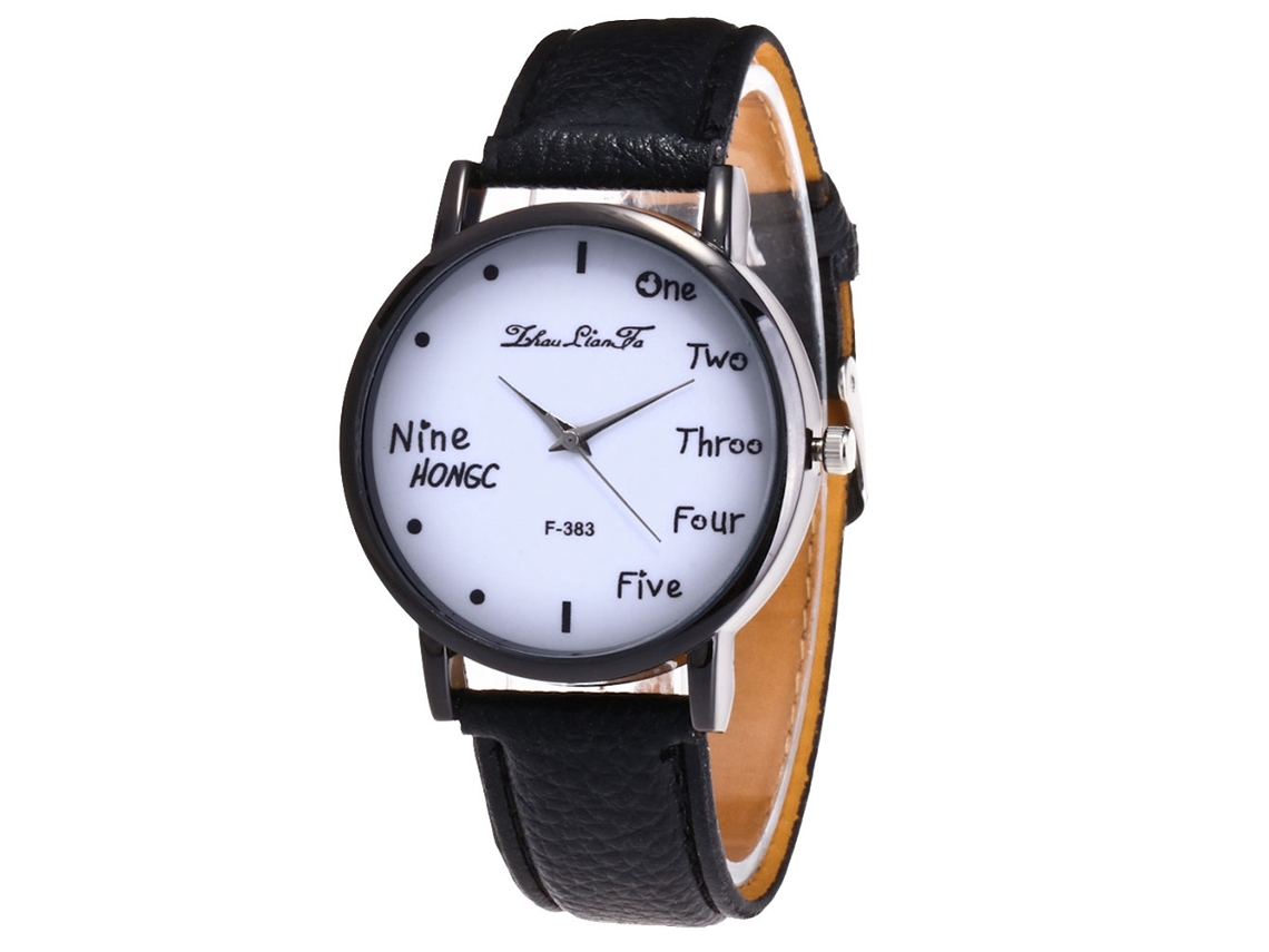 Reloj De Pulsera De Cuarzo Para Estudiantes, Deportivo, Esfera Redonda, Correa De Cuero Negro.