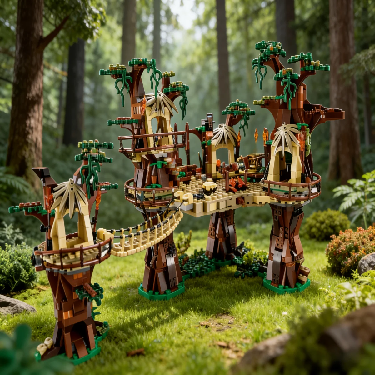 Modelo De Aldea Forestal, Bloques De Construcción Creativos Para Niños, ¡hágalo Usted Mismo!