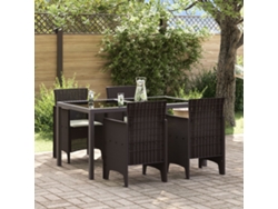 Silla De Jardín Set De 4 Marrón Con Cojín Crema