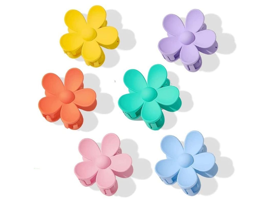 Paquete De 6 Pinzas Para El Cabello Con Diseño Floral Para Mujeres Y Niñas, Pinzas Grandes Antideslizantes Con Acabado Mate Y Gruesas.