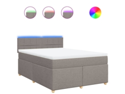 Maison Exclusive - Cama Box Spring Con Colchón Tela Gris Taupe 140x190 Cm