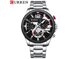 Reloj De Negocios Para Hombre (plateado Y Negro) De Acero Inoxidable, Cuarzo, Fecha, Seis Manecillas, Multifuncional Luminoso