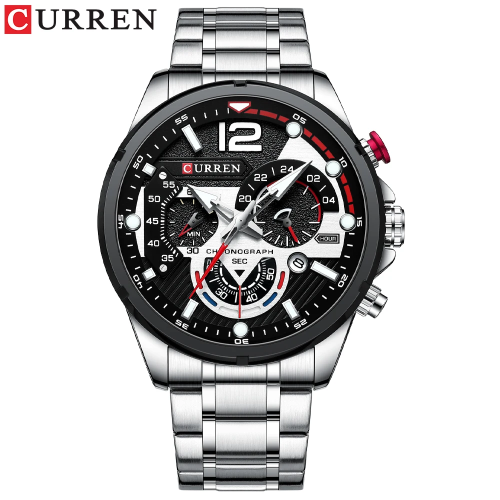 Reloj Deportivo Para Hombre (plateado Y Negro), Resistente Al Agua Y Con Fecha.