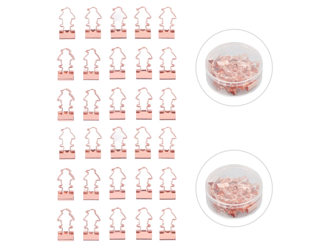30 Pinzas Doradas Y Rosas Con Forma De Pingüino Con Caja Para La Escuela, La Oficina Y El Hogar.