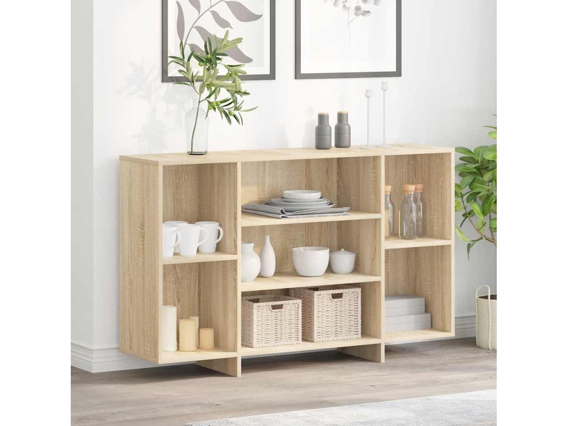 Aparador De Madera Contrachapada Roble Sonoma 120x30x75 Cm