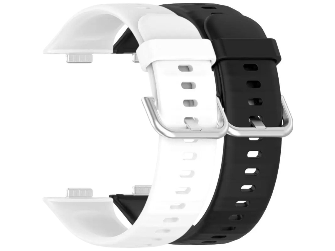 Pack 2X Bracelete Silicone Fecho Metal para Huawei Watch Fit 3 Branco e Preto 