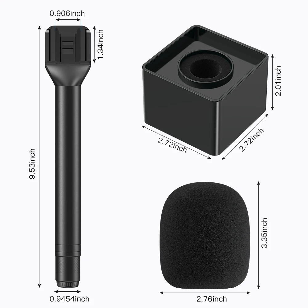 Soporte universal para micrófono inalámbrico mini, ideal para entrevistas, vlogs, YouTube, TikTok y grabaciones portátiles, color negro.