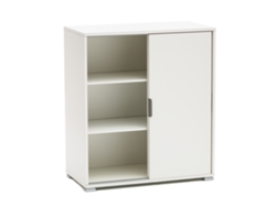 Mueble Bajo 2 Puertas Correderas Blanco 75×85×38 Cm | Armario Moderno Ahorra-espacio Con 2 Estantes Ajustables | Ya Montado