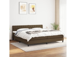 Cama Box Spring Con Colchón Tela Marrón Oscuro 200x200 Cm