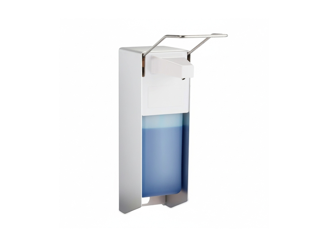 Relaxdays Dispensador Euro, 1000 Ml, Desinfetante, Sabão, Alavanca De Cotovelo, Dispensador De Higiene, Prateado