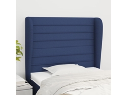 Cabecero Con Orejas De Tela Azul 103x23x118/128 Cm