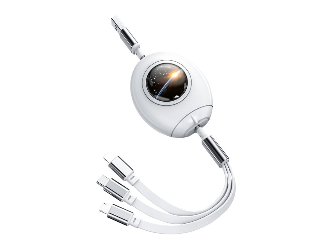 Cable de Carga Multi Usb 3 en 1 Cable de Carga Rápida Portátil Compatible con la Mayoría de los Teléfonos Blanco CHRONUS