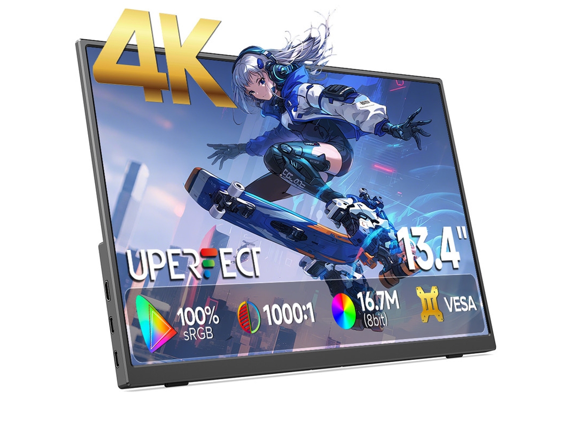 Monitor Portátil Uperfect (13.4'' - 3840*2400 4k, Usb CE Hdmi - Hdr, 1000:1)