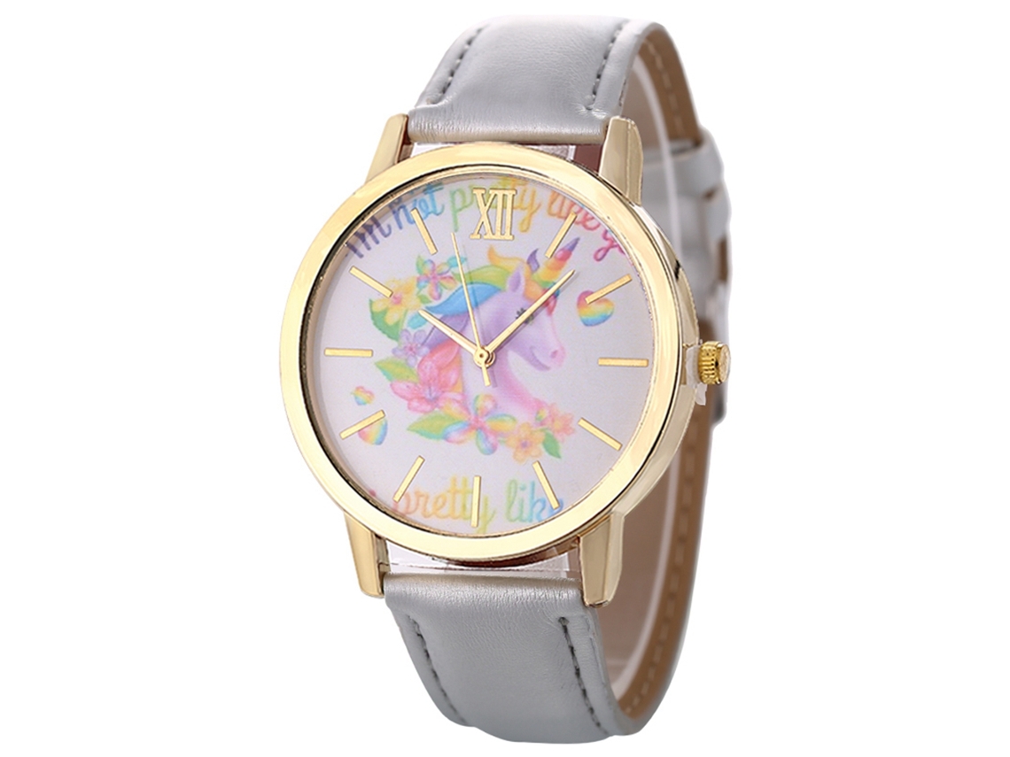 Reloj De Cuero Pu De Moda Para Mujer Estilo Empresarial Casual De Cuarzo Gris