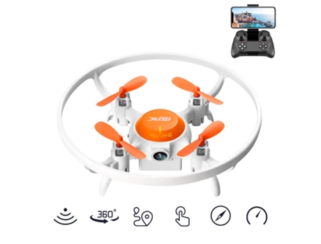 Mini Drone V5 con luces LED de colores Cámara HD 1080P (Duración de la batería: 12 min - 3 Baterías - Naranja) YIZHOOD