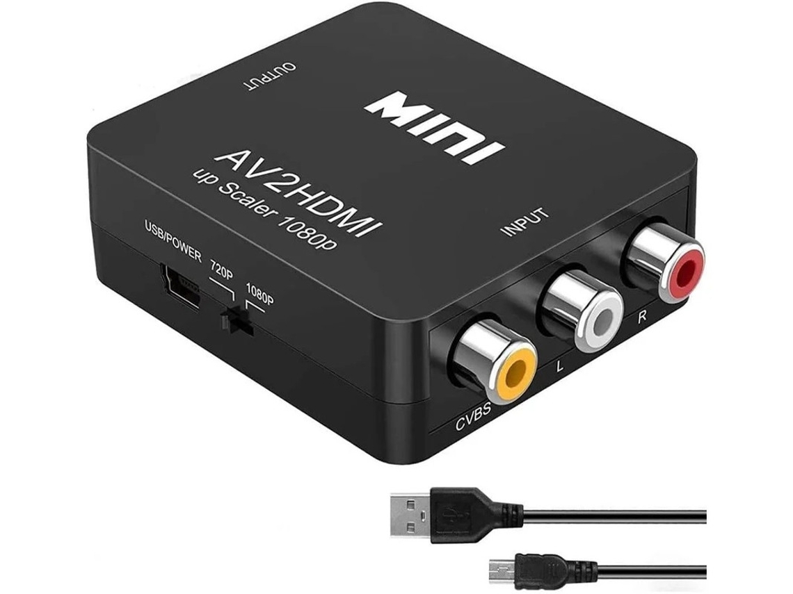 Adaptador convertidor RCA AV compuesto CVBS a HDMI de 1080p con cable de alimentación USB incluido. Compatible con PC, Xbox/PS4, TV, VHS/VCR PAL/NTSC. Bestvite
