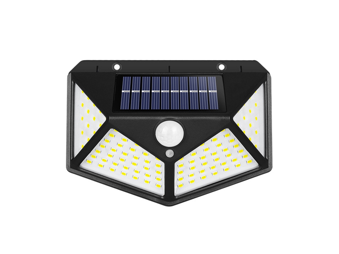 Lámpara Solar Exterior De 100 Led, 1 Unidad. Iluminación Solar Exterior Con Detector De Movimiento, Resistente Al Agua.