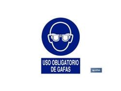 Señal adhesivo 148x105mm. uso obligatorio de gafas