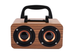 Altavoz Bluetooth inalámbrico de madera retro, reproductor de música portátil para teléfono móvil y PC, textura de madera Chennnls