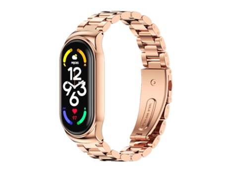 Correa de reloj inteligente para Xiaomi Mi Band 7/7 NFC MIJOBS CS Correa de reloj de acero inoxidable con tres cuentas de metal (oro rosa)