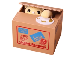 Hucha De Gato Amarillo De Abs De 12x10x9 Cm Con Pilas Para Ahorrar Dinero Y Jugar.