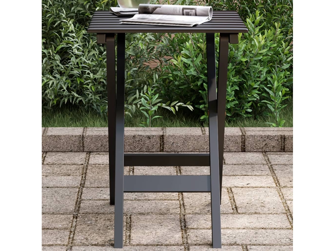 Mesa Auxiliar Plegable Madera Maciza De Álamo Negro