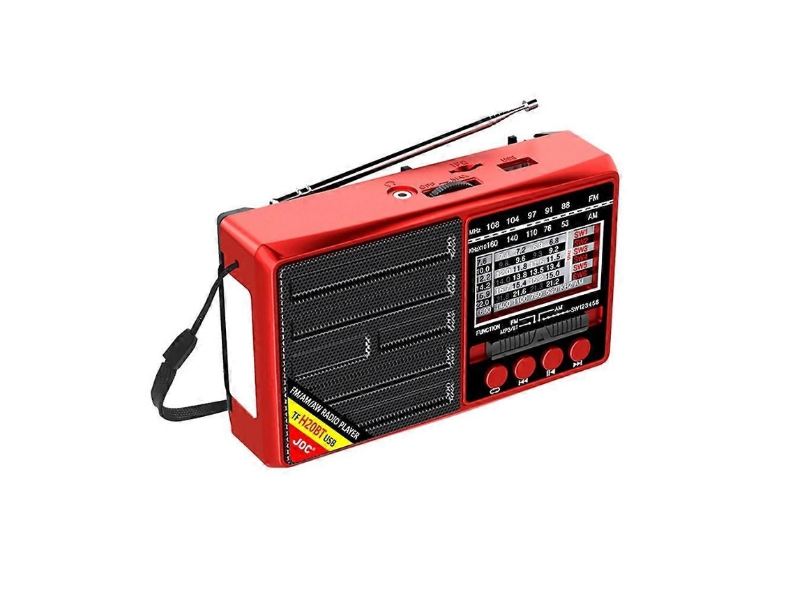 Rádio Portátil Fm/am/sw De Banda Completa, Com Receptor De Rádio Recarregável, Reprodutor De Música Tf/usb E Visor Lcd, Na Cor Vermelha.