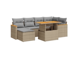Conjunto de 7 sofás de jardín con cojines de mimbre/beige acacia MAISON EXCLUSIVE (7 piezas)