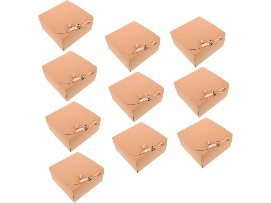 Juego De 10 Cajitas Decorativas Pequeñas Para Regalos De Baby Shower, Bodas O Dulces, De Papel Marrón Claro.