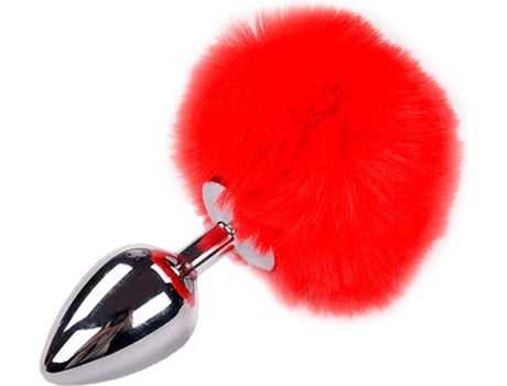 Plug Anal ALIVE de Metal con Pompom (Talla: L - Rojo)